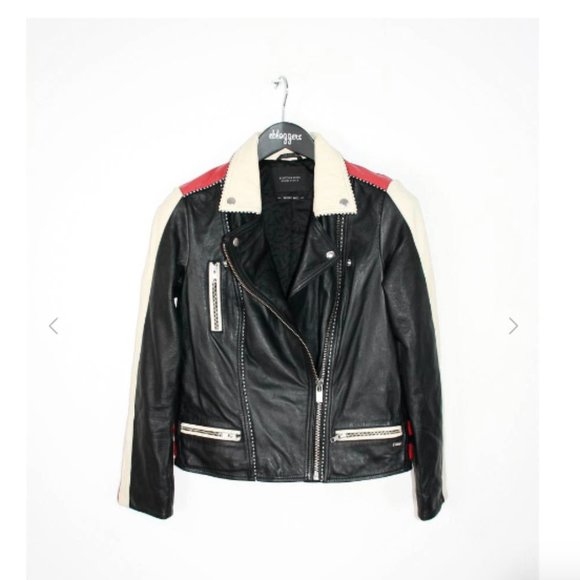 SCOTCH & SODA color block leather jacket - Picture 2 of 2